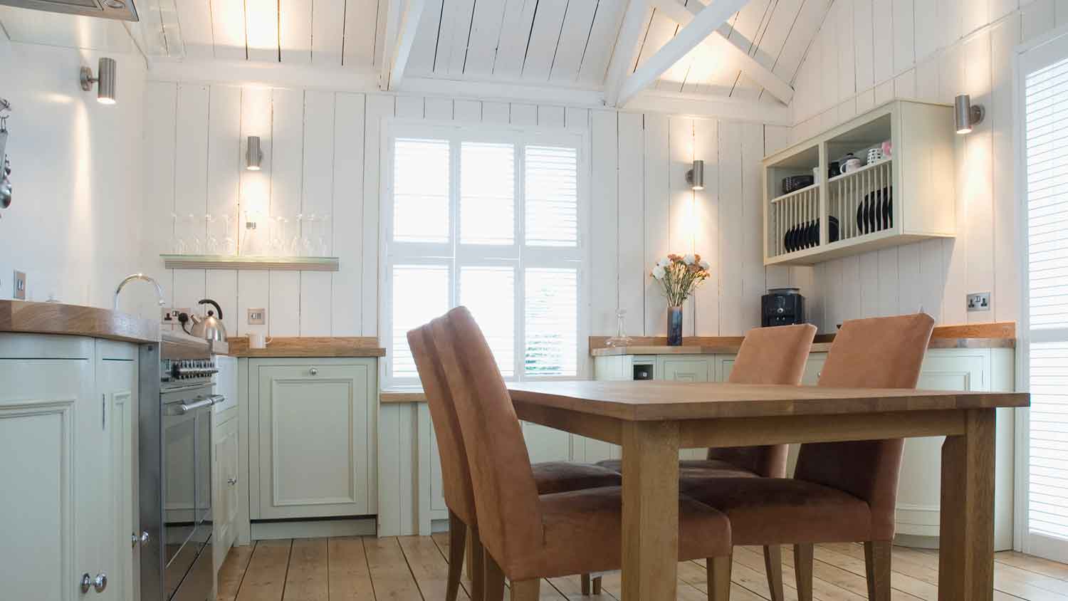 Kitchen with wall sconce lighting