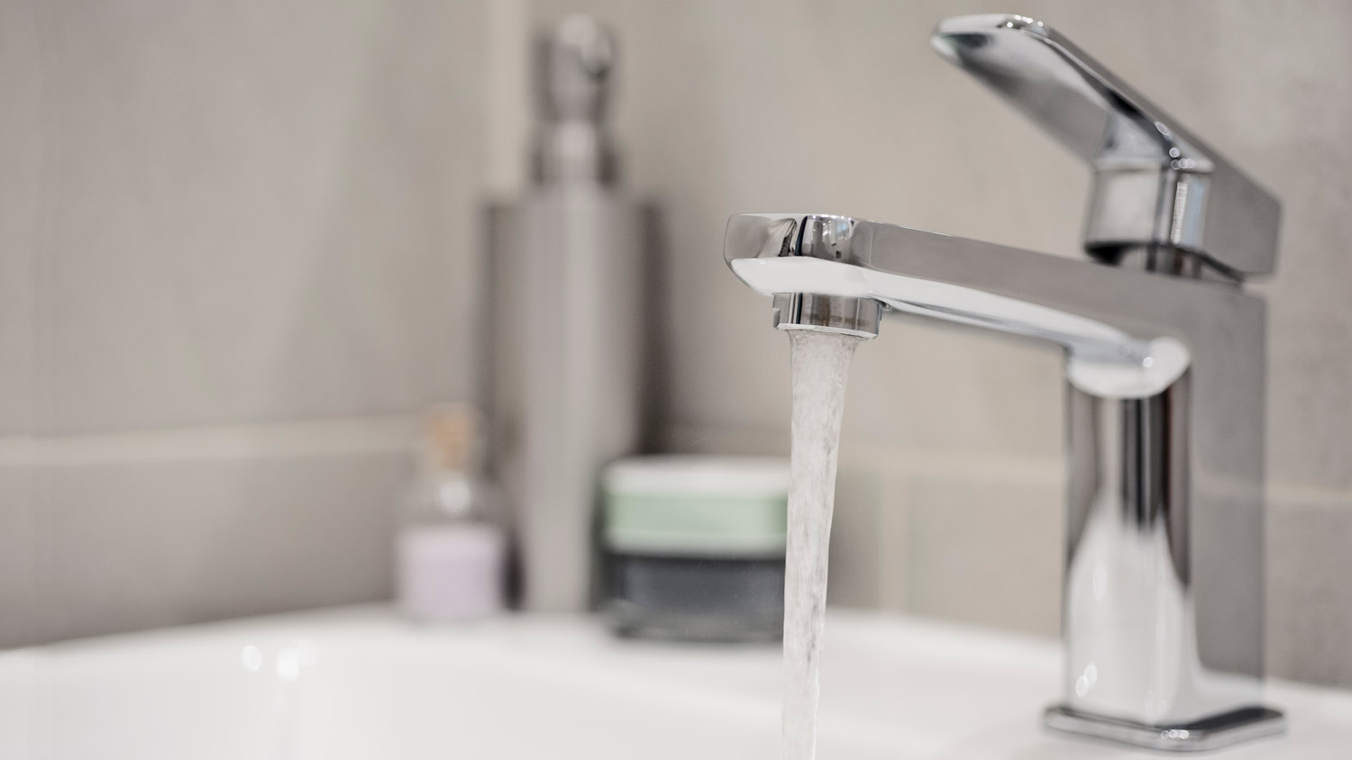 running water from bathroom faucet