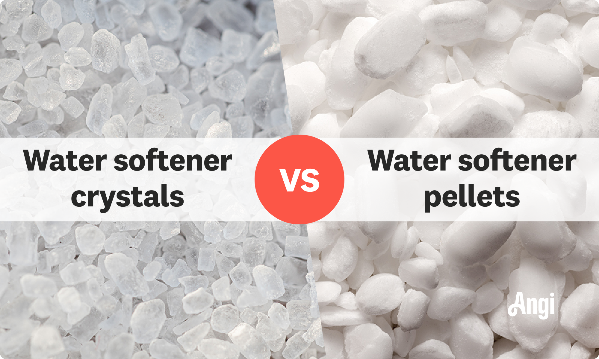 Water softener crystals versus water softener pellets visual comparison