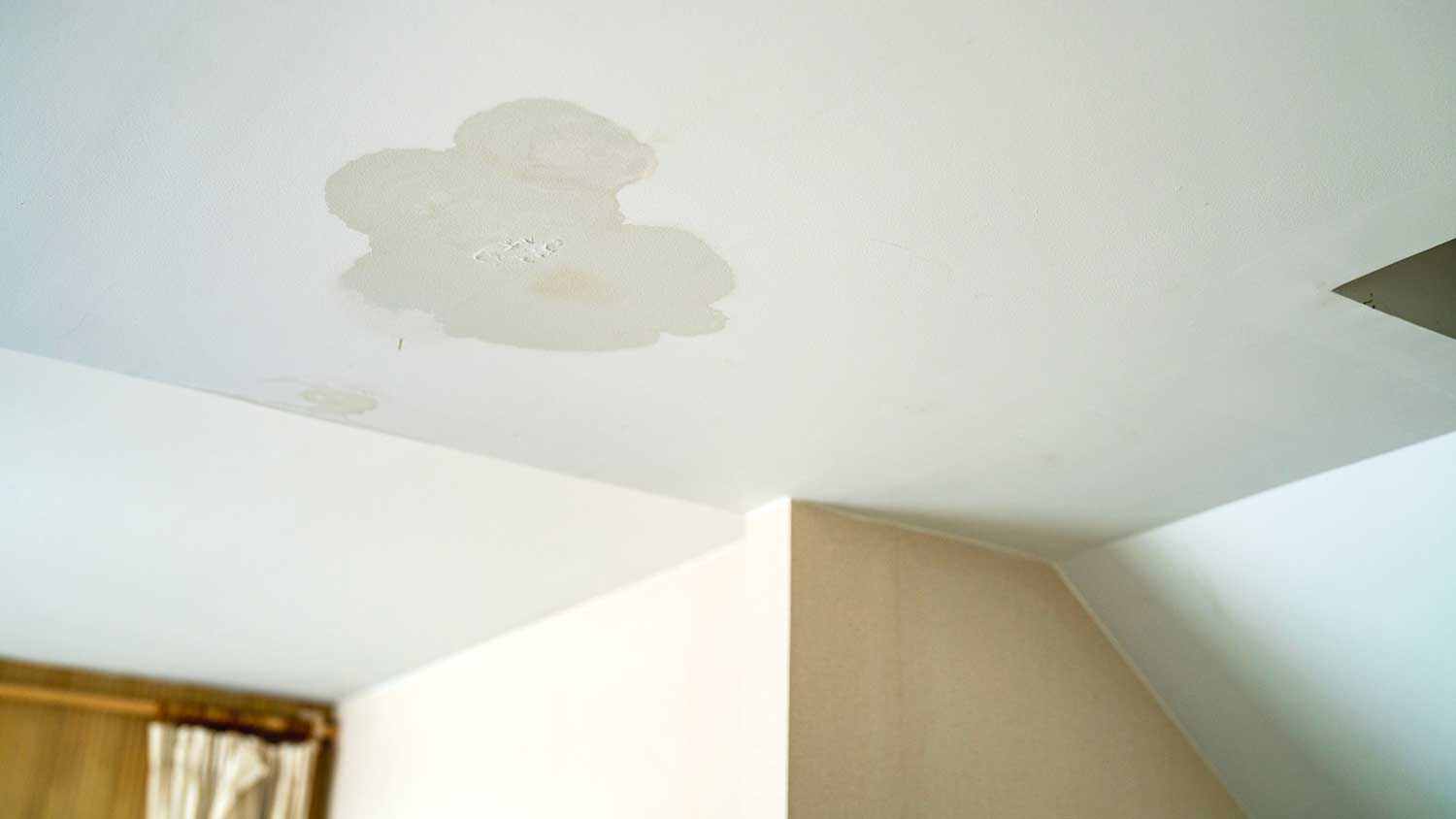 Water damage on the ceiling of a house