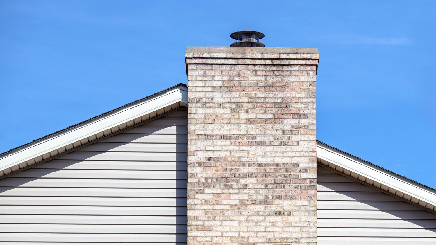 Modern house with vinyl siding and chimney