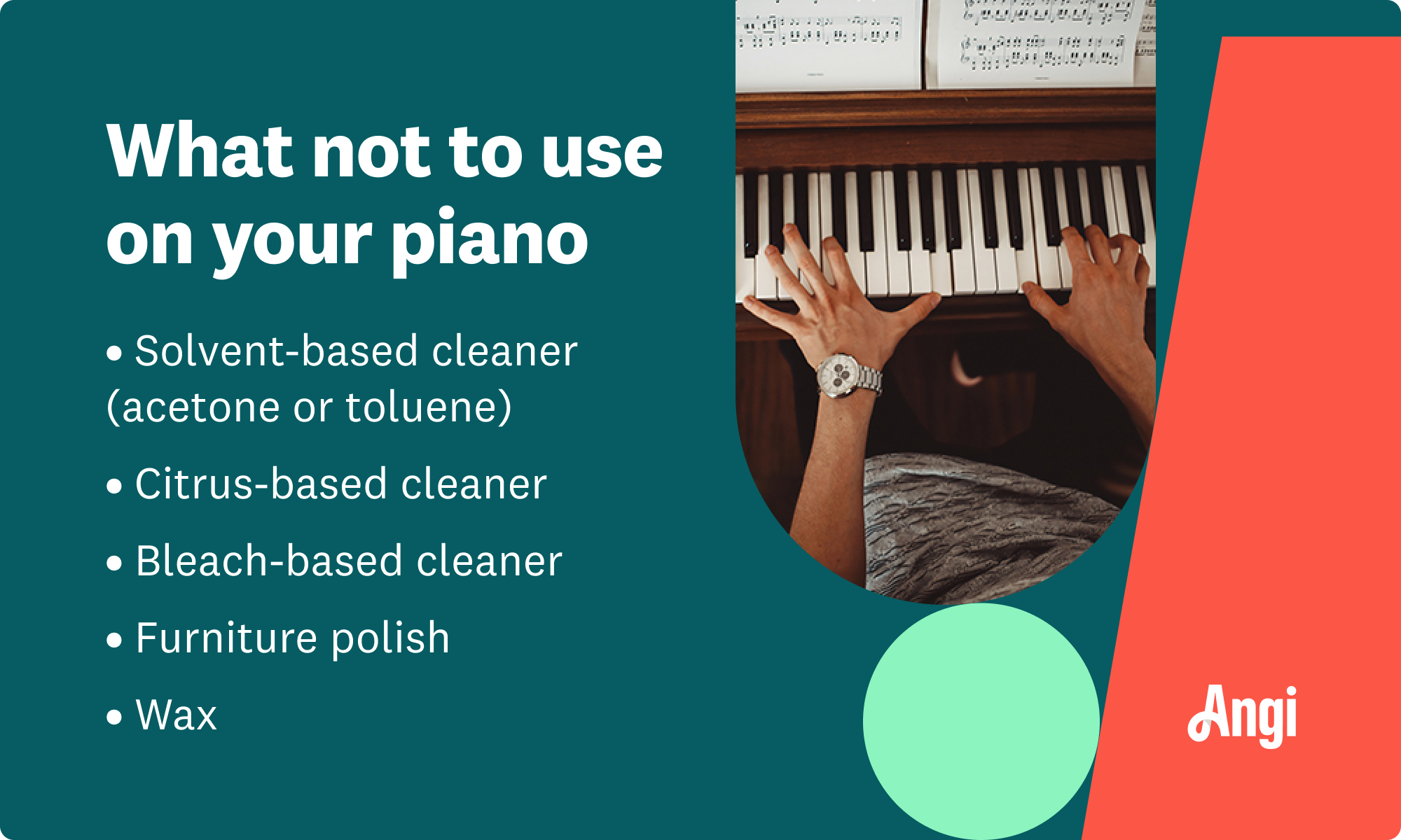 5 cleaners you should not use on a piano, including citrus-based cleaners and wax