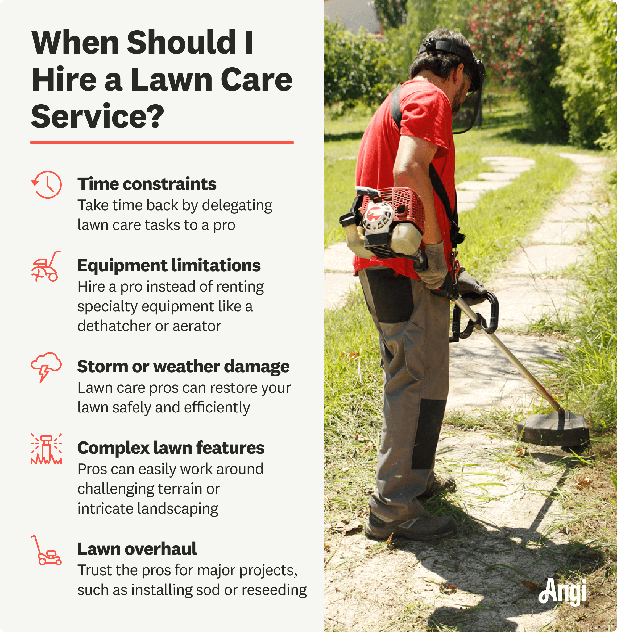 5 examples of when you should hire a lawn care service, including complex lawn features