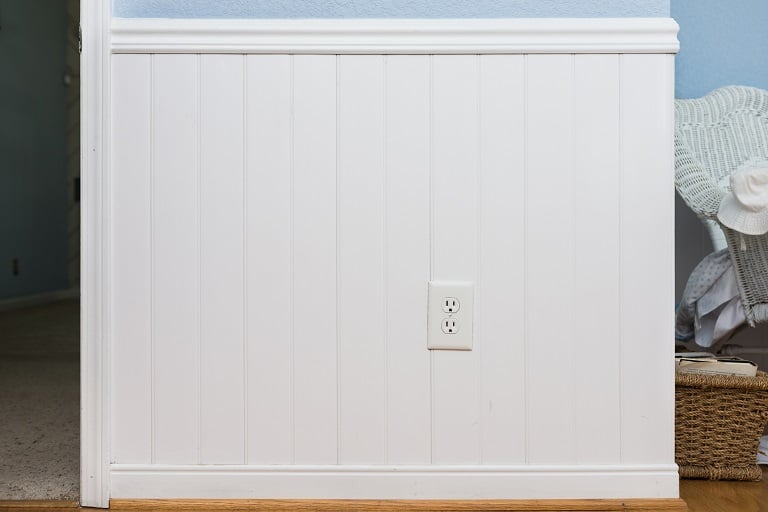 White beadboard panel