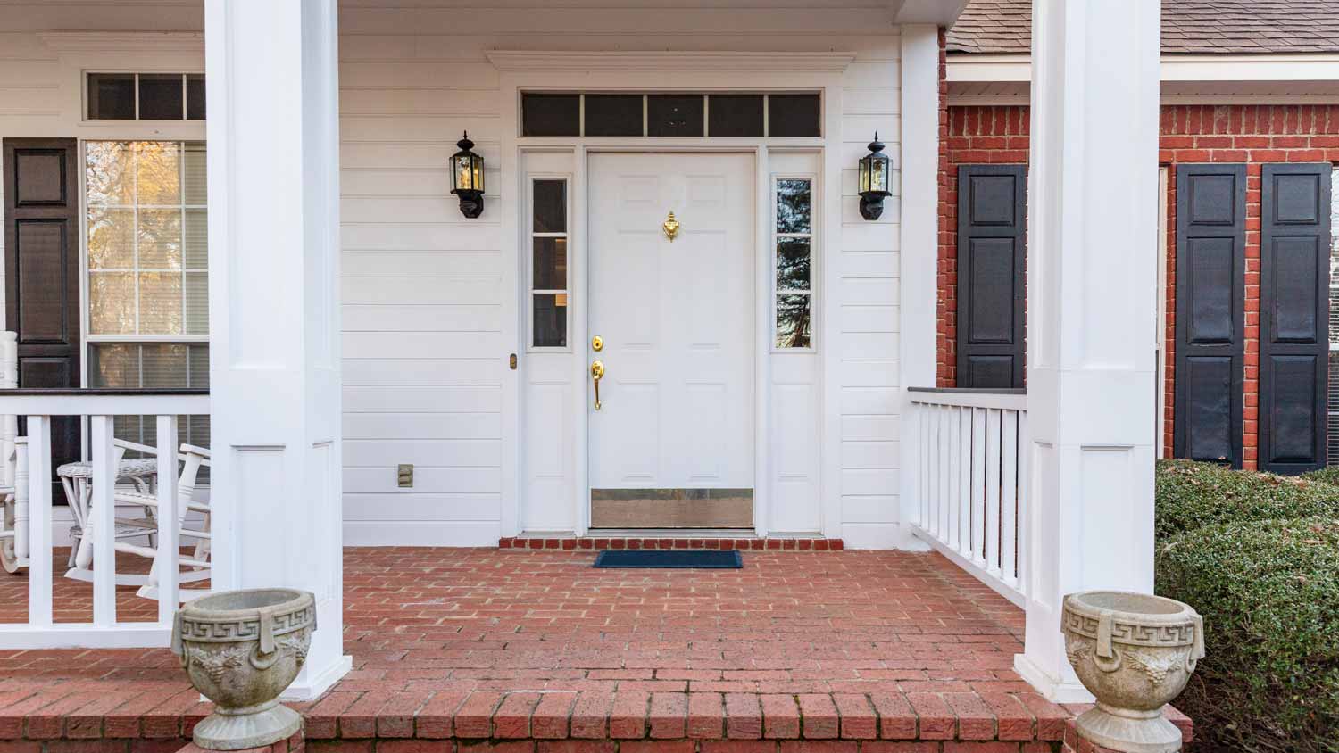 white front door of home