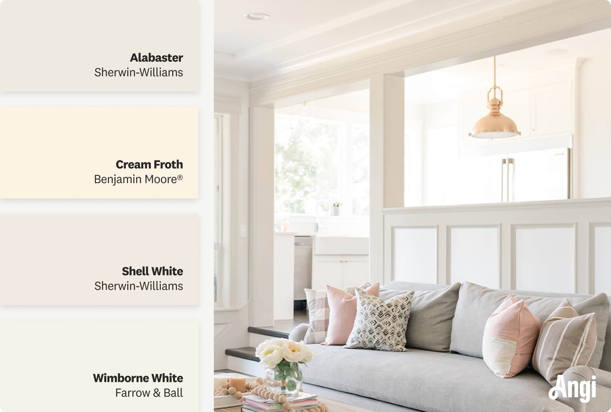 White trim with white walls, including different tones of white paints