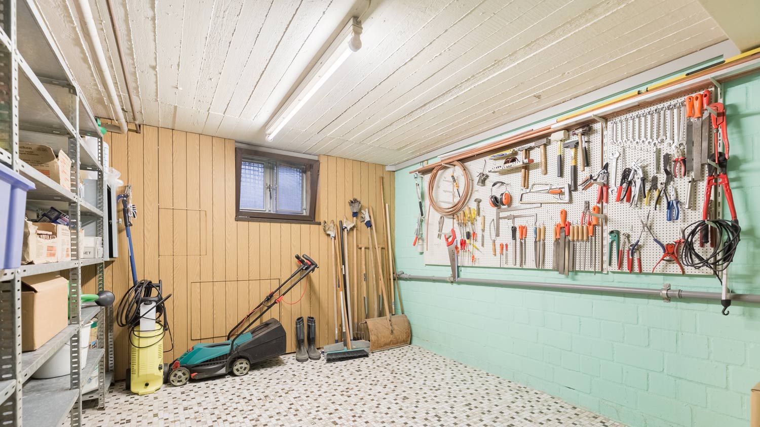 Basement with organized tools