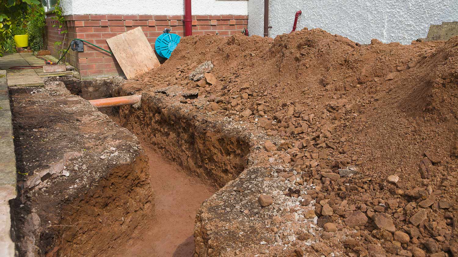 Trench for footings on a house extension