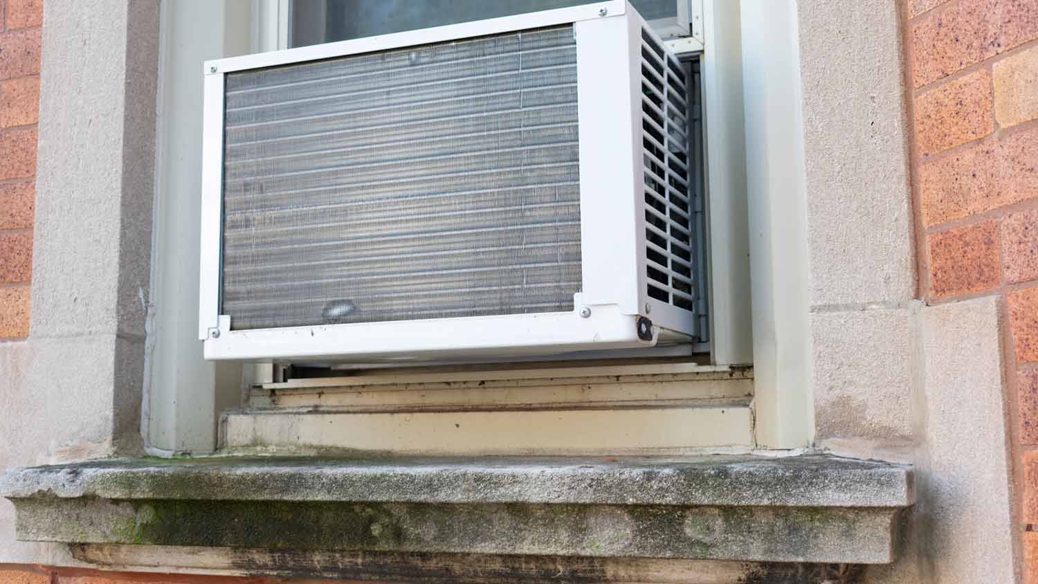 ac on windowsill with mold