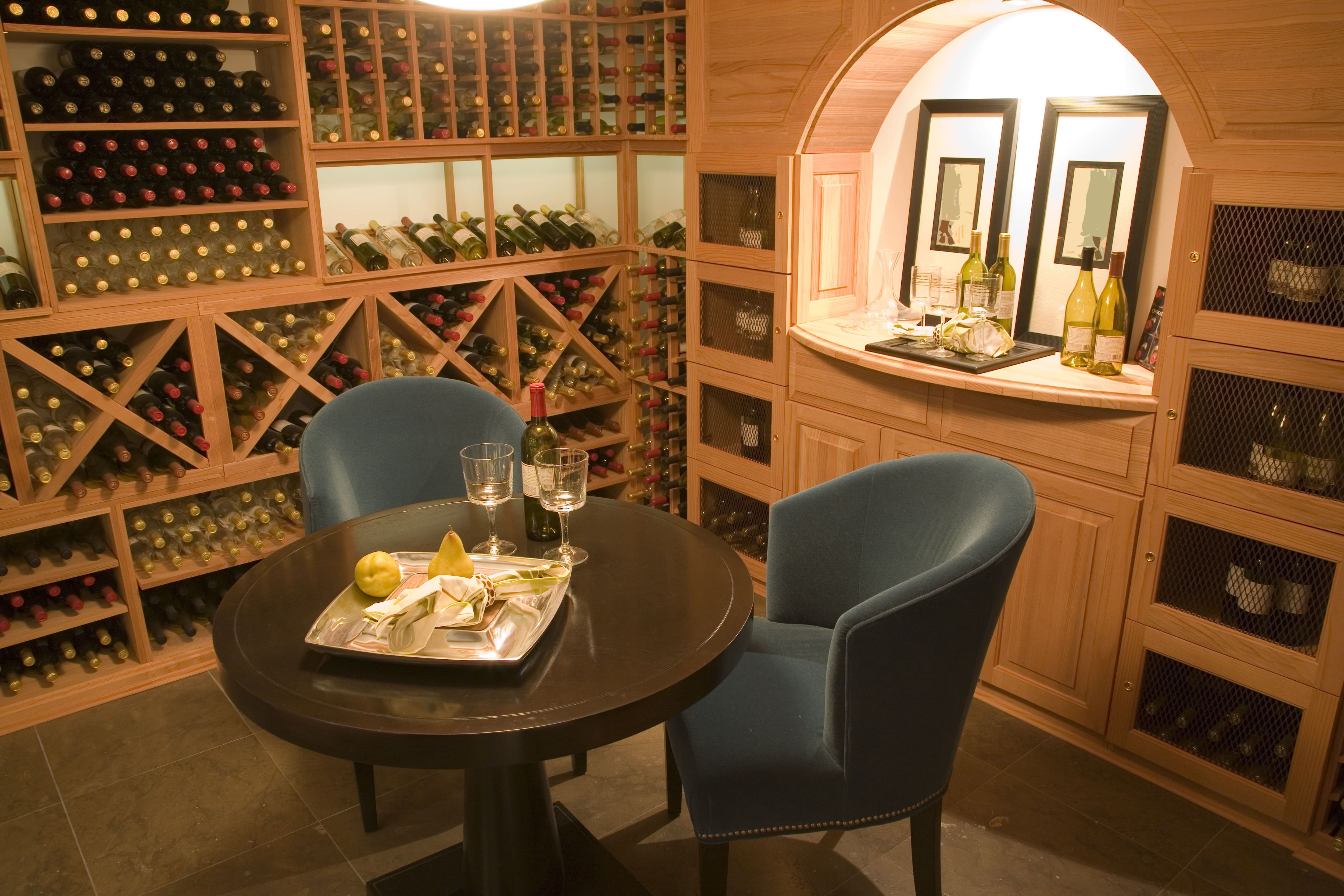 Wine cellar with table and chairs