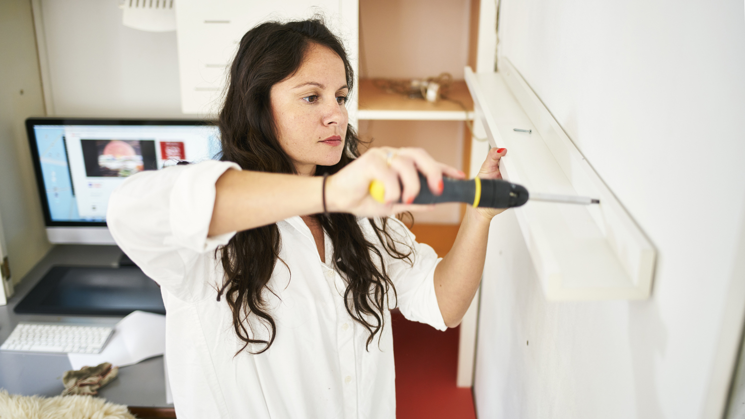 woman doing diy project