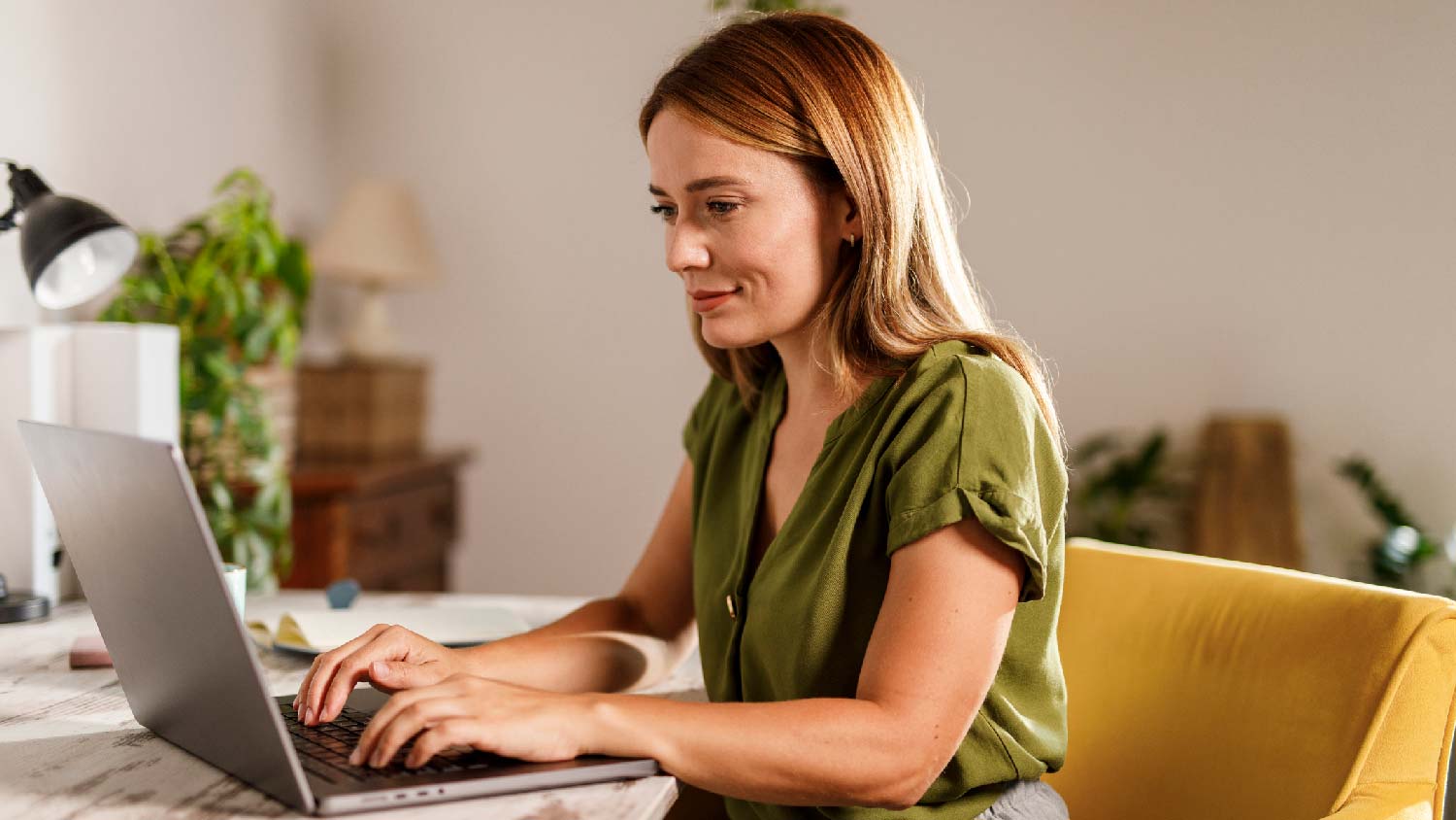 A woman reading about permits