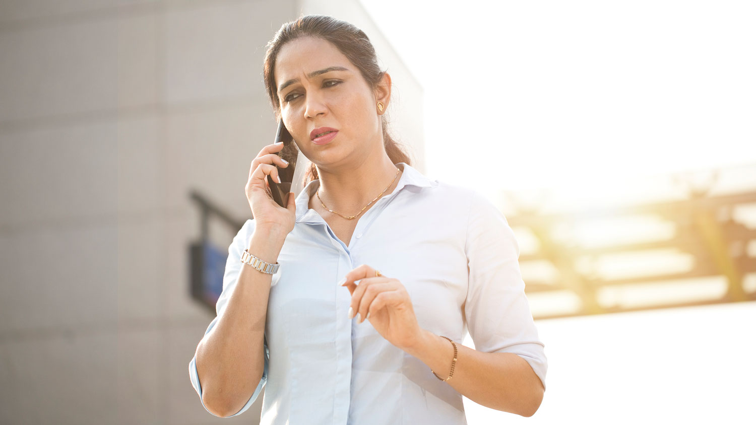 A woman talking on the phone