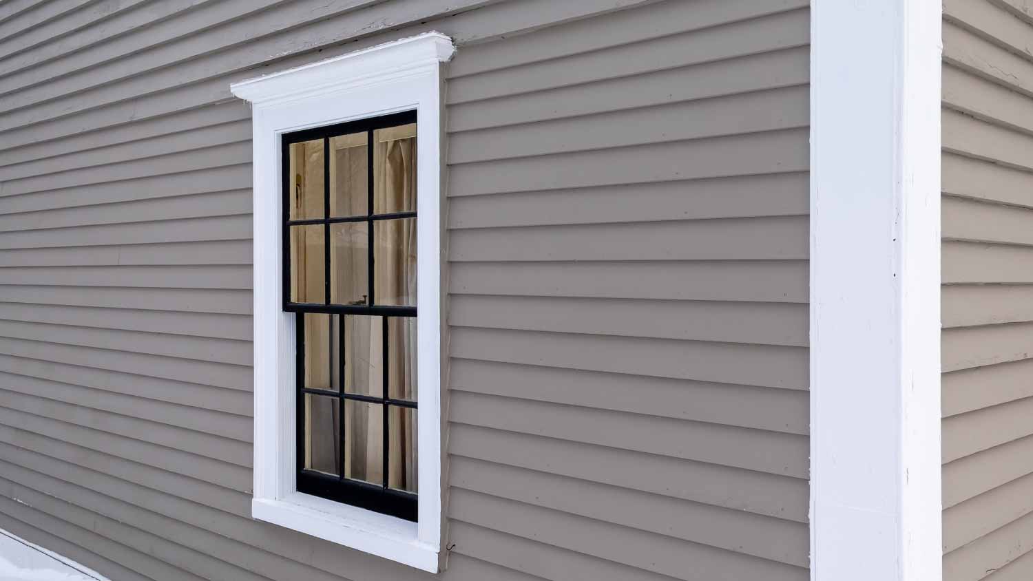 Wood building with white trim