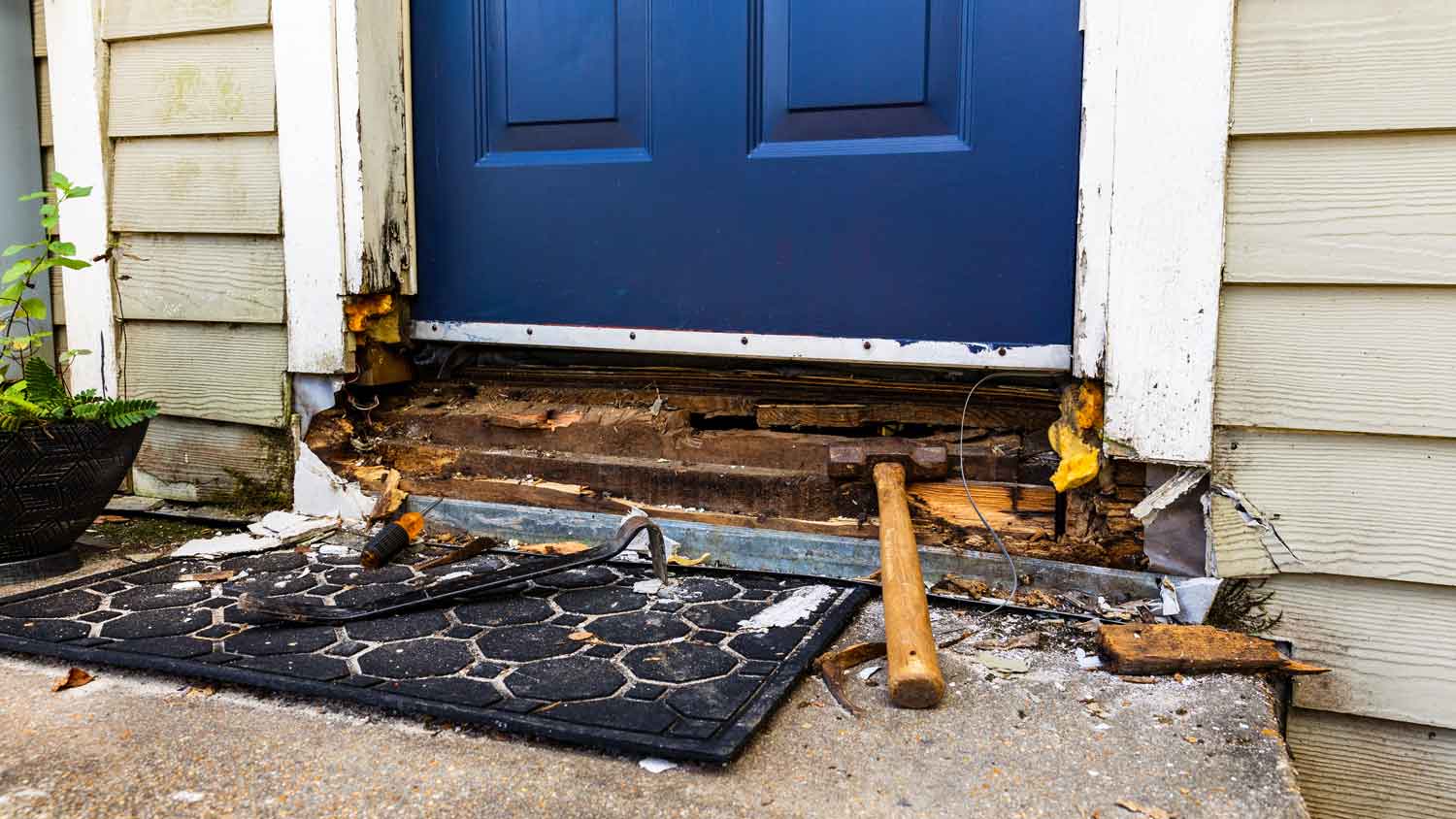 wood damage on door frame 