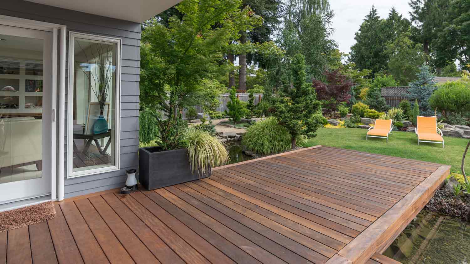 large wood deck patio