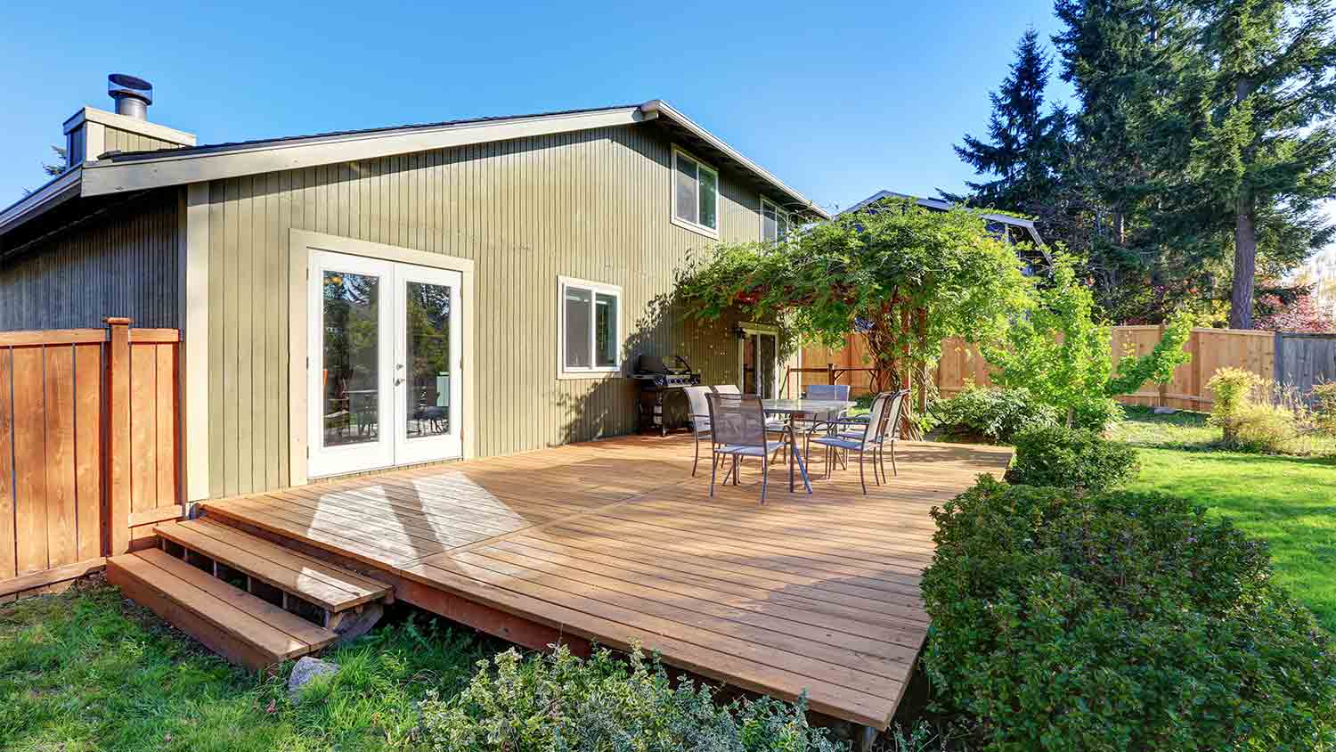 backyard wood deck walkout