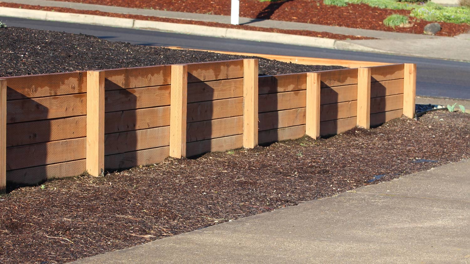 Low wood retaining wall