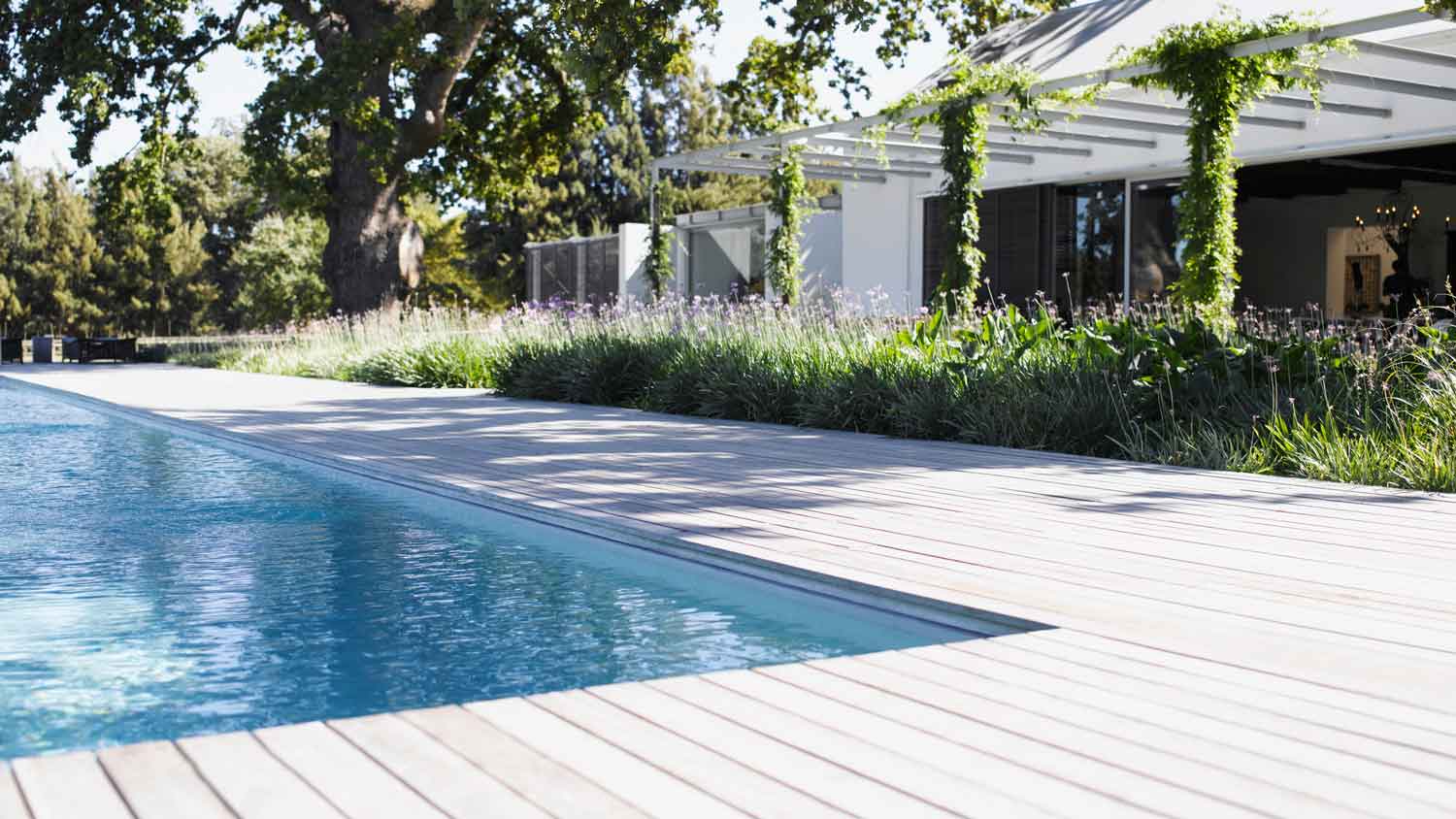  A wooden deck pool