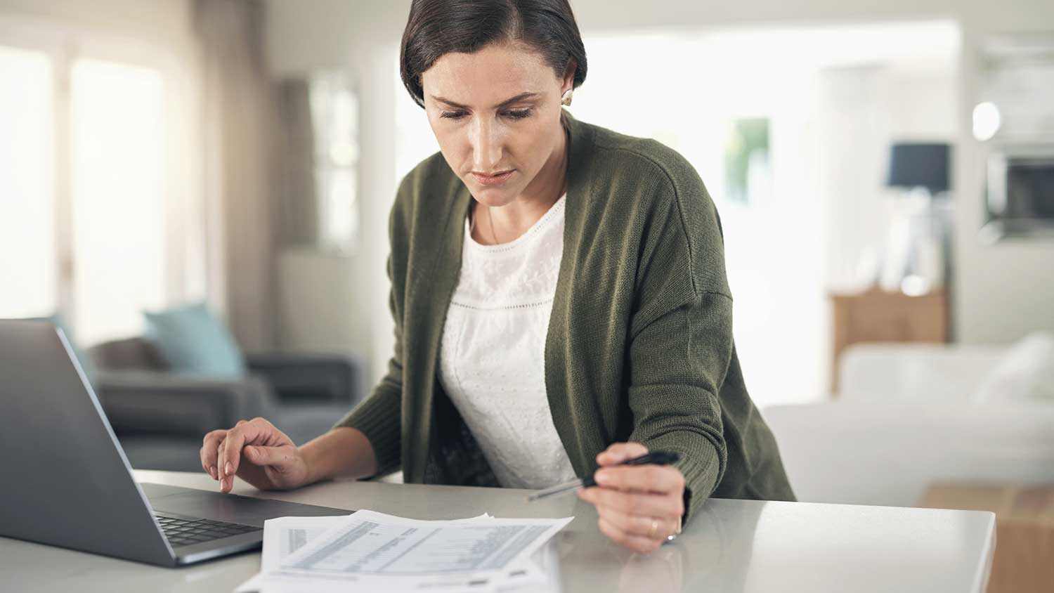 Woman checking personal finances