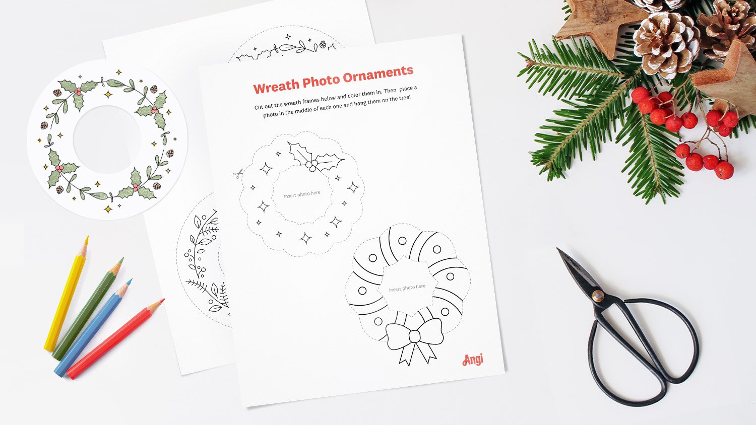 wreath photo ornaments printout