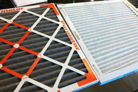 dirty air filter next to clean air filter