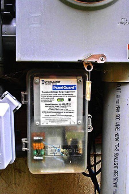 whole house surge protection beneath circuit breaker panel