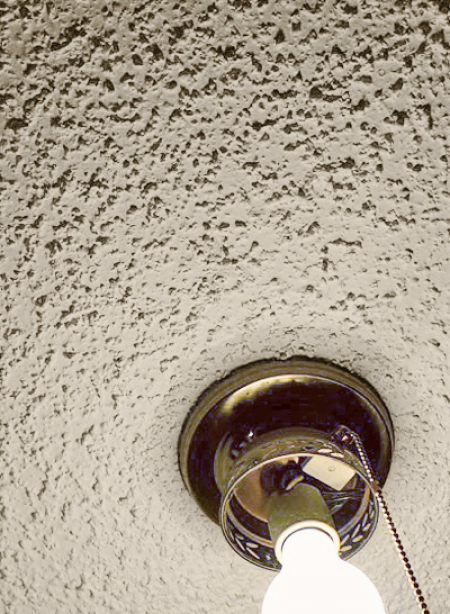popcorn ceiling with light fixture
