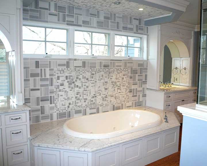 bathroom remodel with Carrara Marble