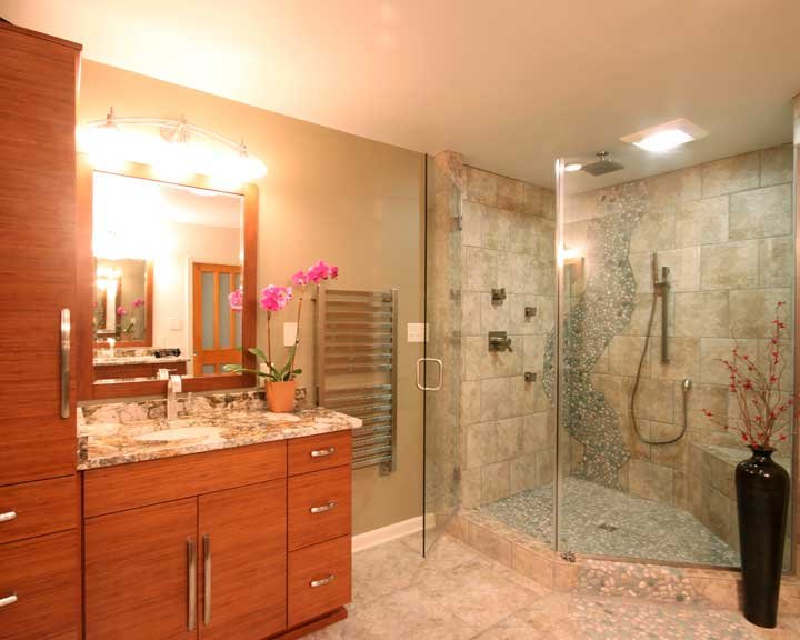 bathroom remodel with heated floor and towel warmer