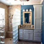 bathroom remodel with glass block shower