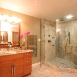 bathroom remodel with heated floor and towel warmer