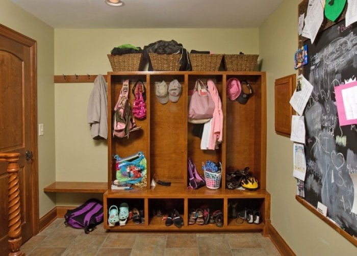 Adding a mudroom onto the house not only provides extra storage options, but the additional square footage increases your home's value. (Photo courtesy of Nicholson Builders)
