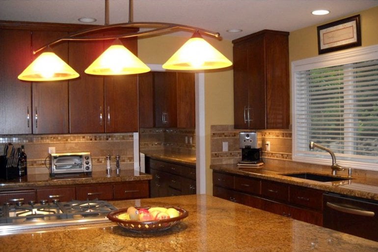 hanging lighting in home's kitchen