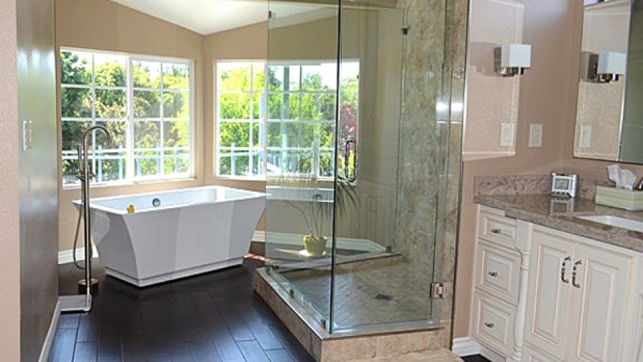 separate shower and tub walk-in shower
