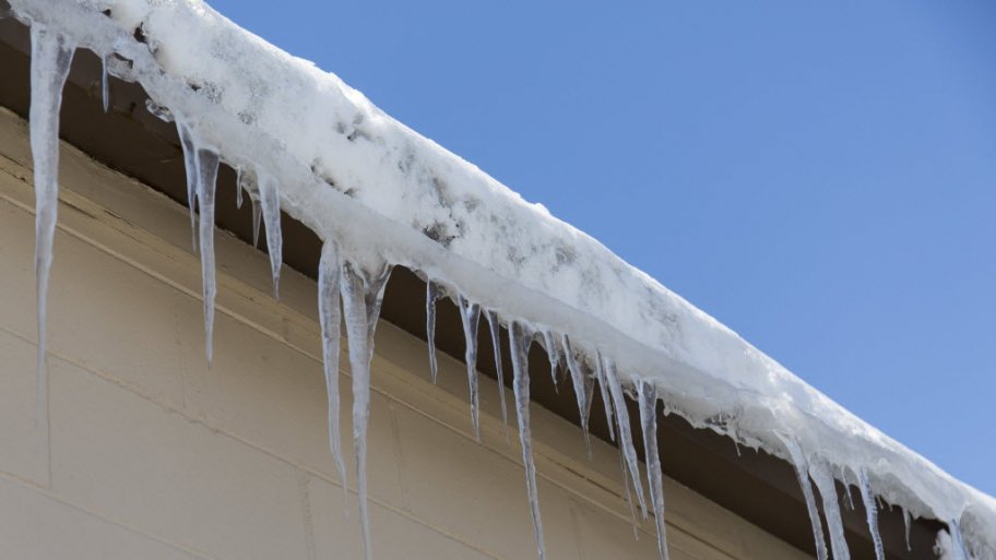 Icicles hanging from a roof